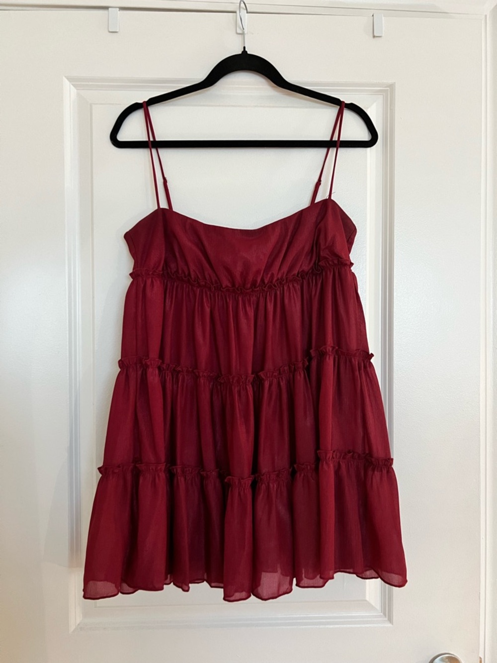 Lucy in the Sky Red Tiered Spaghetti Strap Mini Dress